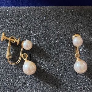 Vintage Marvella Clip On/Screw Gold/Pearl Earrings